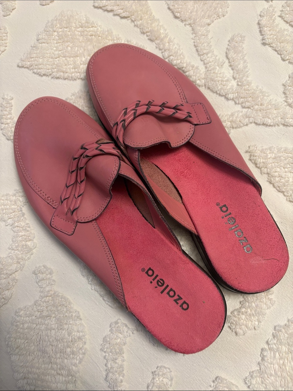 Azaleia Coral-Pink Braided Slip-On Loafers